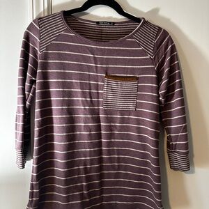 Zara Purple Striped Long Sleeve Top
